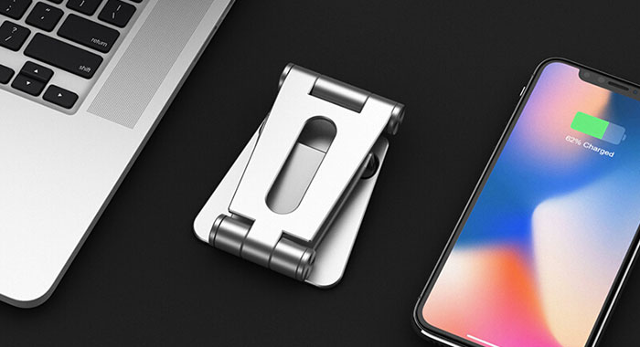 NVV 桌面手机支架 可调节多功能直播床头懒人支架 折叠便携铝合金双轴调节手机通用架子NS-7S