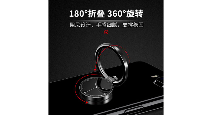 NVV（NS-2）萌怀表手机扣指环扣支架 懒人金属车载平板手机配件 亮黑色