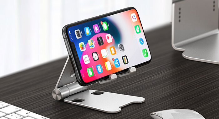 NVV 桌面手机支架 可调节多功能直播床头懒人支架 折叠便携铝合金双轴调节手机通用架子NS-7S