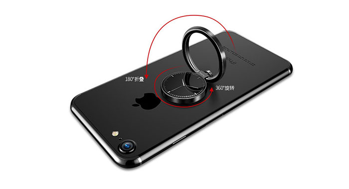 NVV（NS-2）萌怀表手机扣指环扣支架 懒人金属车载平板手机配件 亮黑色