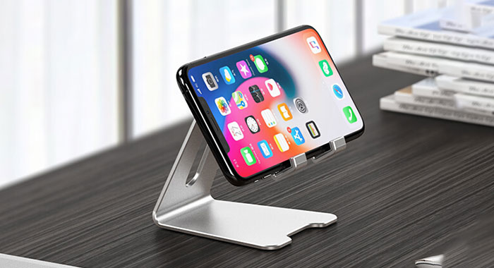 NVV 桌面手机支架 可调节多功能直播床头懒人支架 折叠便携铝合金双轴调节手机通用架子NS-7