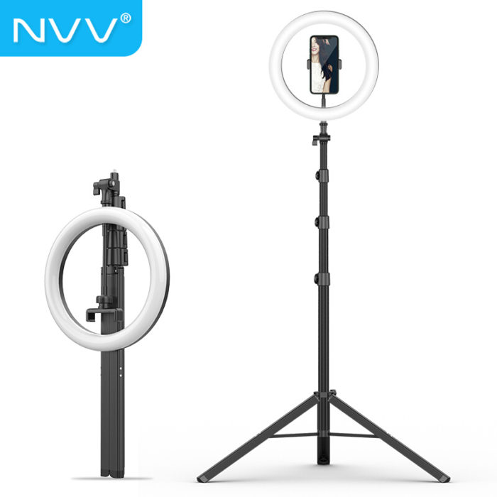 NVV NS-12S 手机直播支架落地三脚架26cm美颜补光灯抖音快手户外主播自拍摄影拍照录视频设备铝合金便携三角架