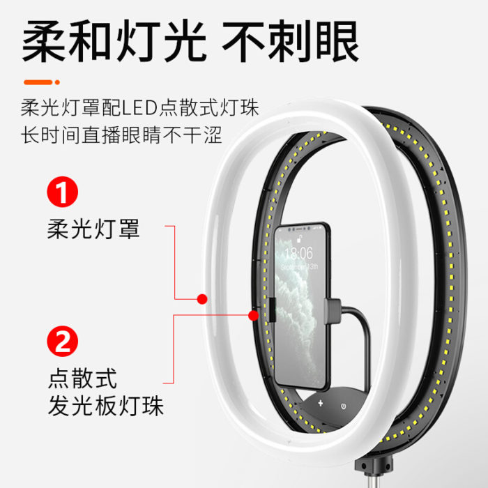 NVV NS-17黑色 手机直播支架桌面落地通用33cm美颜补光灯户外主播网红抖音快手自拍摄影拍照录视频折叠大白鹅