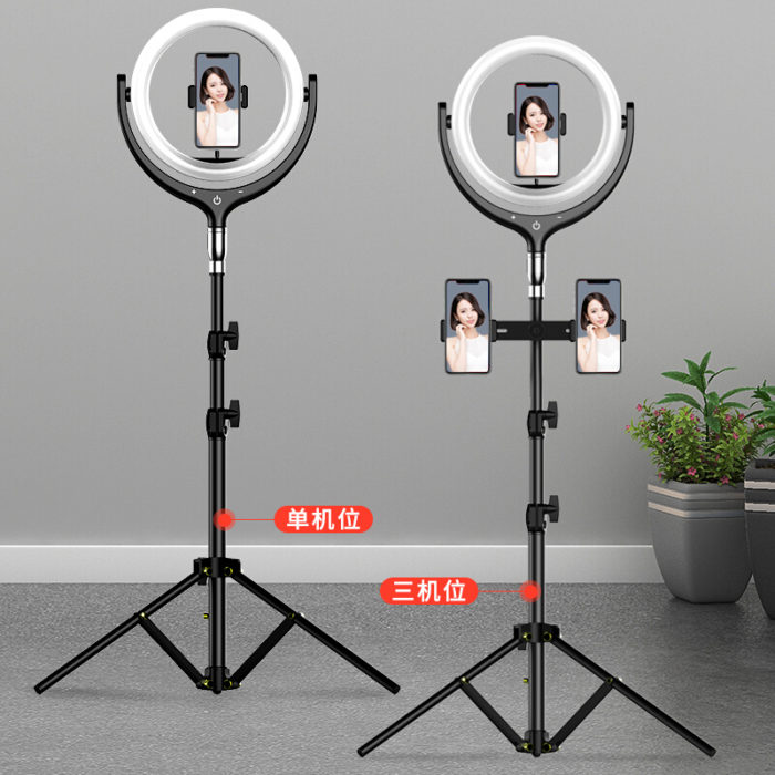 NVV NS-18X三机位 直播支架手机三脚架美颜补光灯抖音快手主播神器蓝牙遥控拍照录视频户外落地三角架 梦露