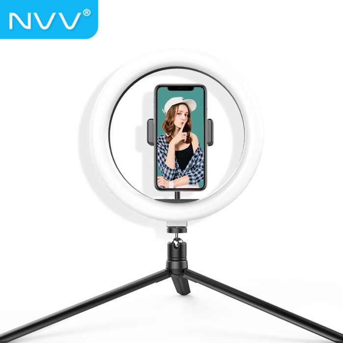 NVV NS-18 直播支架桌面三脚架手机支架带美颜补光灯抖音快手自拍神器户外落地三角架直播设备通用华为苹果