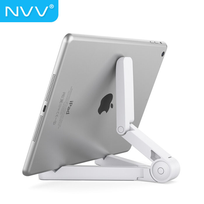 NVV NS-1L白色 桌面手机平板支架 ipad平板电脑网课直播支撑架 折叠便携床头床上看视频追剧通用苹果华为