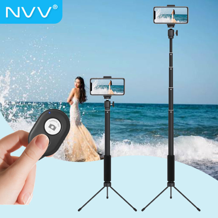 NVV NS-9 手机直播支架自拍杆三脚架无线蓝牙拍照短视频主播抖音神器网课桌面俯拍户外落地三角架小巧便携