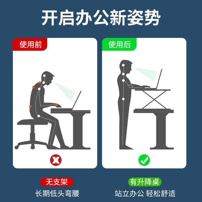 NVV站立式办公升降台显示器笔记本电脑升降支架工作台学习书桌LZ-54