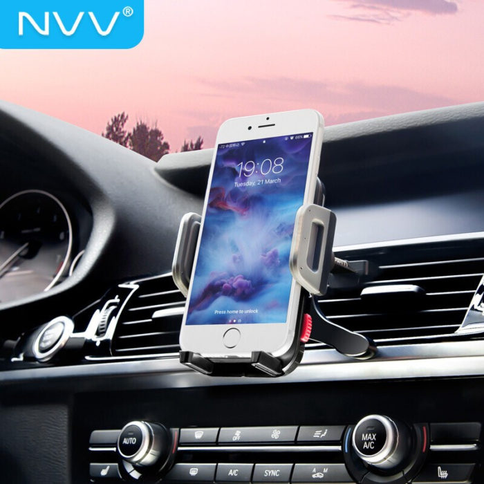 NVV 车载手机支架出风口汽车导航支架车用配双底座汽车用品通用NQ-4