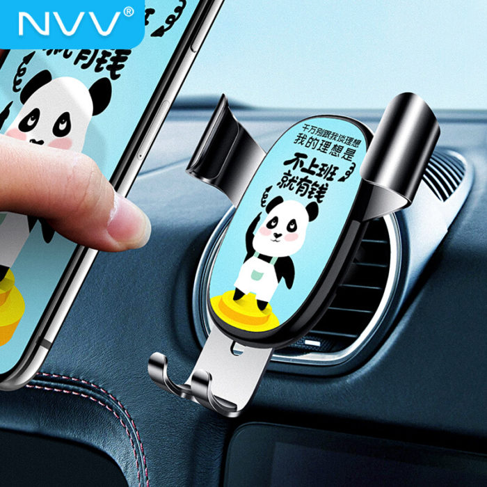 NVV 车载手机支架 汽车出风口重力感应支架萌熊卡通个性车用导航支架汽车用品车上饰品 NQ-6B