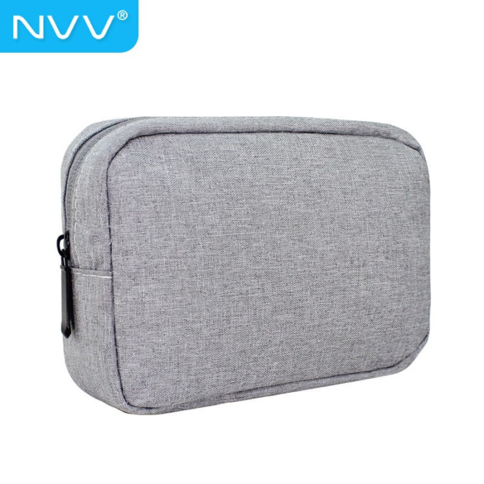 NVV 电源包数据线收纳包耳机鼠标笔记本电源线充电器U盘多功能数码配件收纳袋 LP-2灰色