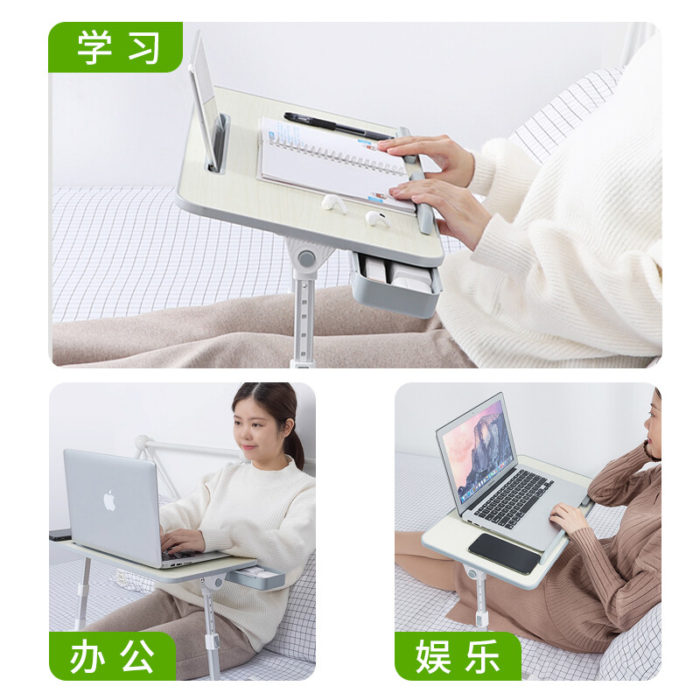 NVV 床上电脑桌书桌小桌子 笔记本电脑支架 可升降加高折叠宿舍学习小桌板卧室飘窗懒人办公桌阅读架 NP-16S